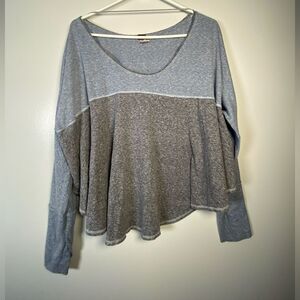 We The Free Gray and Blue Long Sleeve Tee